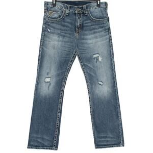 Silver Mens Jeans Zac Surplus Relaxed Straight 925 Series Flap Pocket Blue 34x32